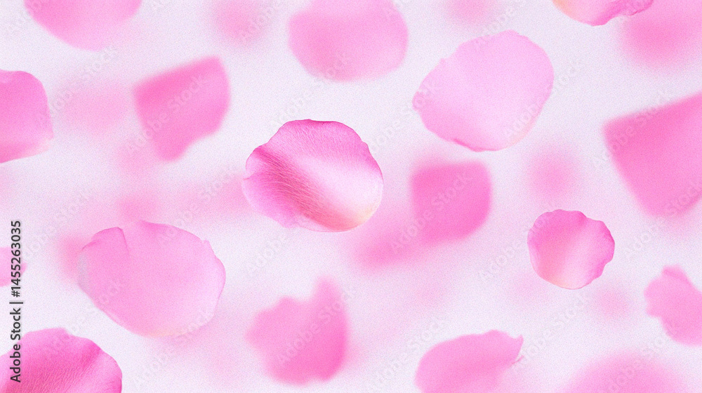 Floating Pink Rose Petals on White Background Floating Pink Rose Petals on White Background