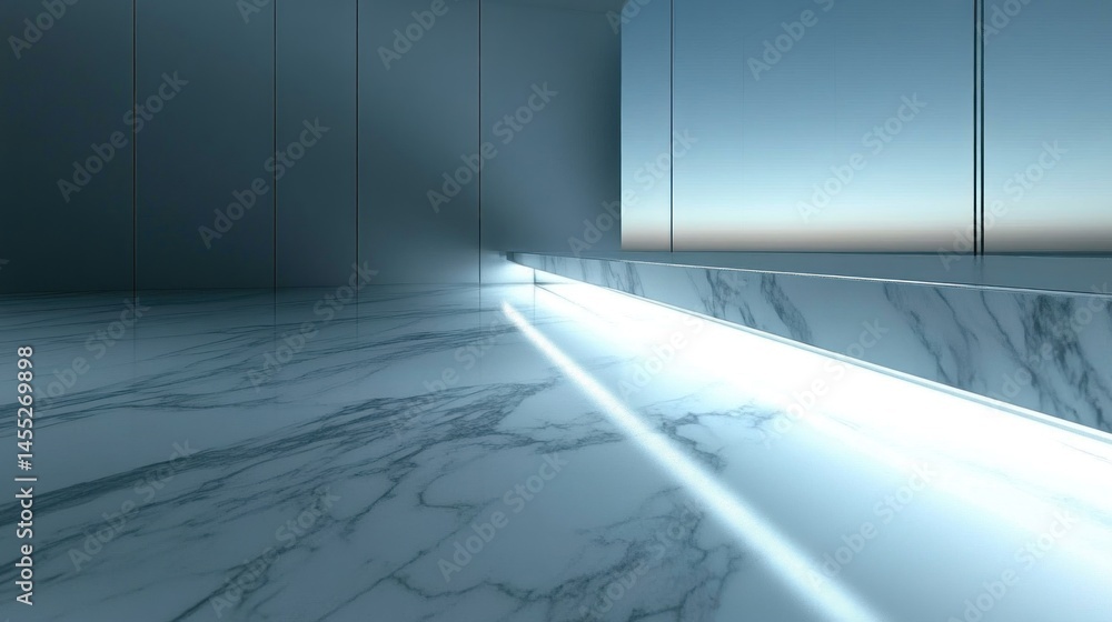 Modern interior design with a luminous marble floor. Modern interior design with a luminous marble floor.