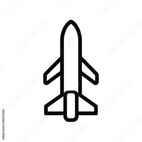 Simple Rocket Line Icon with Wings on Transparent Background