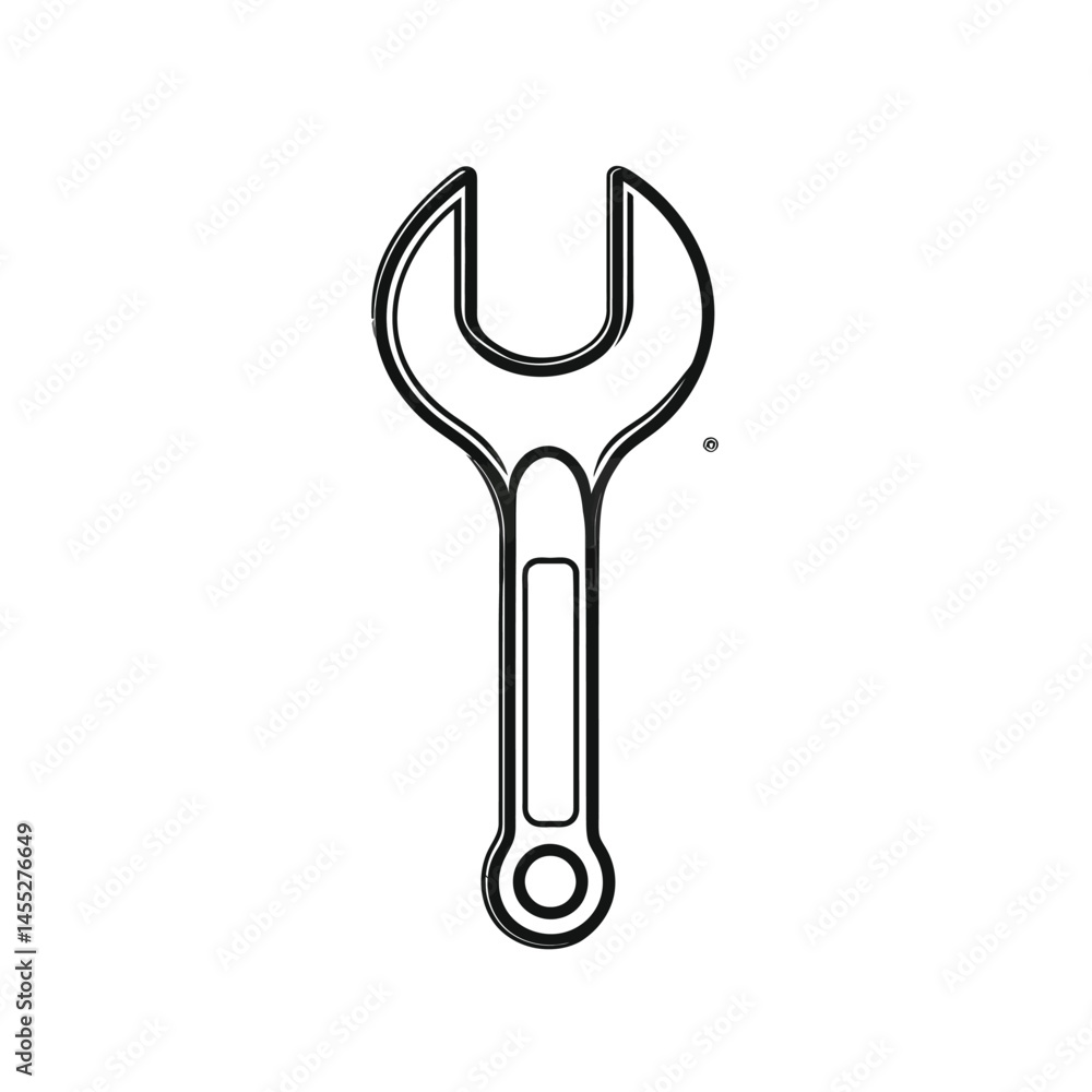 Simple Spanner Outline Vector Isolated on Transparent Background Simple Spanner Outline Vector Isolated on Transparent Background