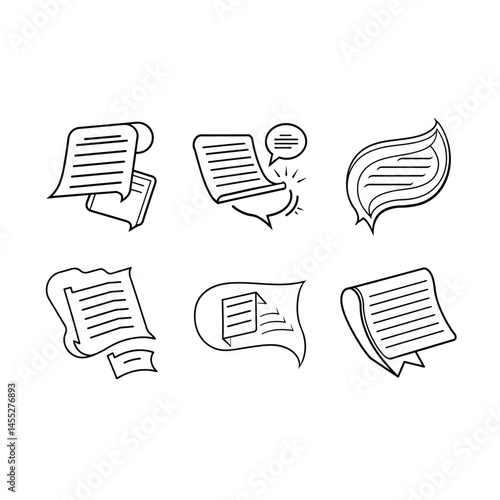 Speech Transcript Outline Icon – Vector Line Art for Transcription, Script, or Document Concepts