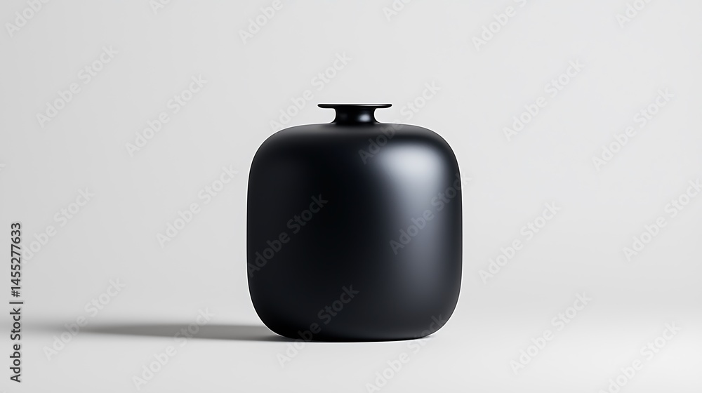 Black Ceramic Jar with Lid on White Background Black Ceramic Jar with Lid on White Background