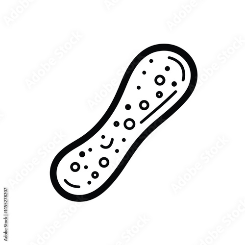 Single Pickled Cucumber Icon in Black Outline with Transparent Background
