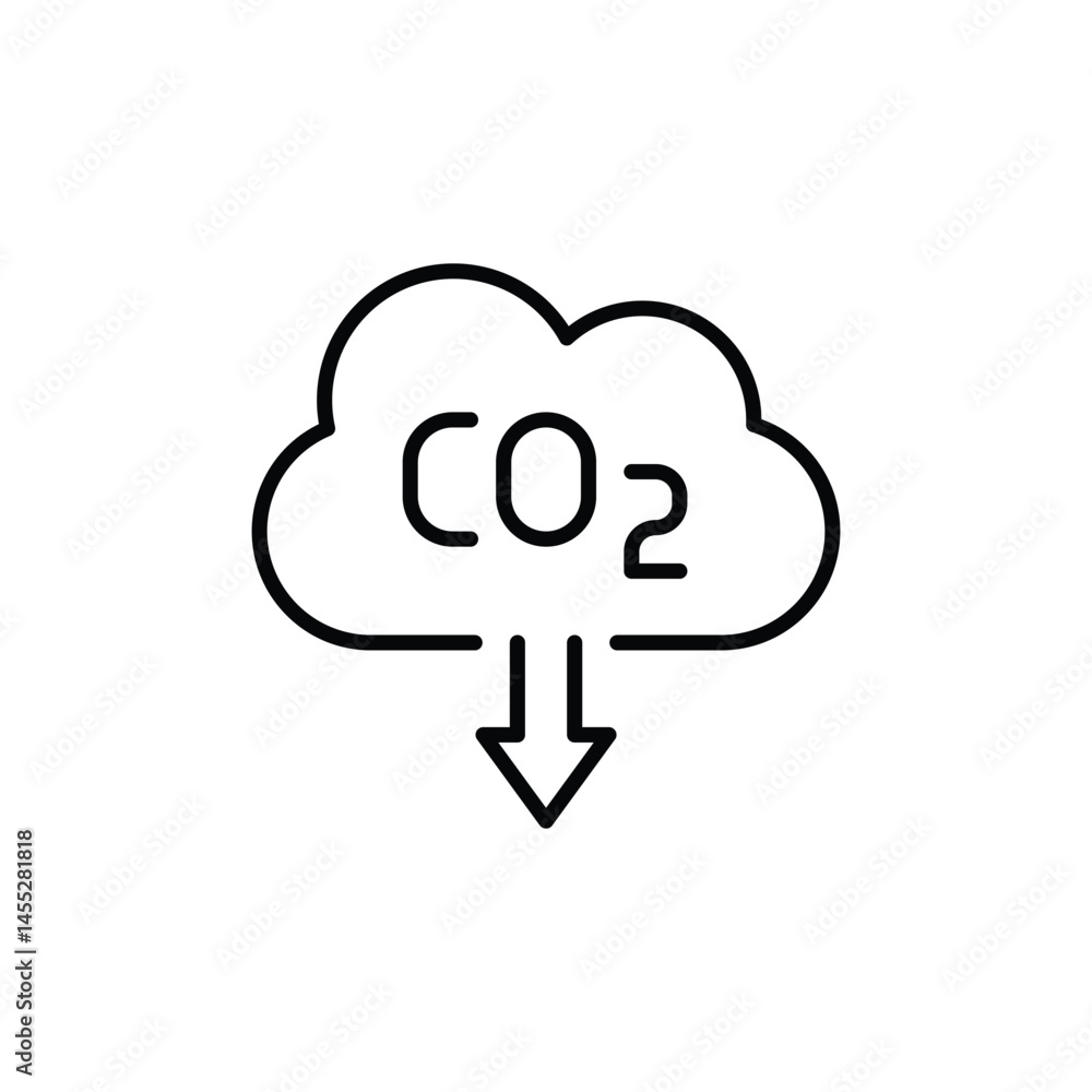 Carbon absorbing icon. Simple outline style. CO2 emissions, carbon dioxide reduction, low, reduce, neutral, environment concept. Thin line symbol. Vector illustration isolated. Carbon absorbing icon. Simple outline style. CO2 emissions, carbon dioxide reduction, low, reduce, neutral, environment concept. Thin line symbol. Vector illustration isolated.