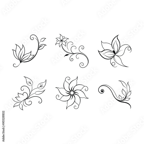 Elegant Floral Curve Vector Design – Decorative Botanical Ornament
