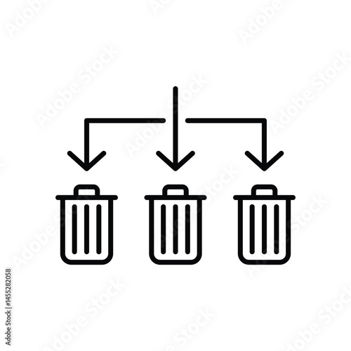 Waste Sorting icon. Simple outline style. Waste segregation, sorting garbage by material, bin, trash with arrow separate concept. Thin line symbol. Vector illustration isolated.