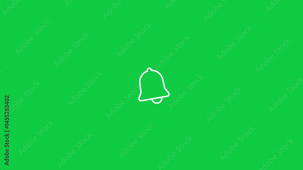 Notification Bell Icon Animation Popping and Ringing on Green Screen for Chroma Key Notification Bell Icon Animation Popping and Ringing on Green Screen for Chroma Key