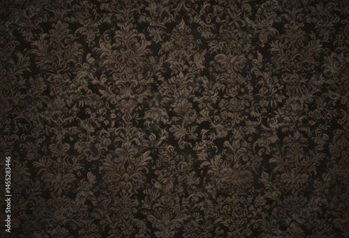 Intricate dark seamless damask wallpaper, vintage style  ,  decoration,  black background,  textile