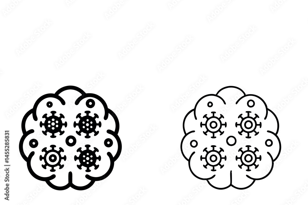 brain infection with virus, viral meningitis, and encephalitis, designed for medical concepts medical virus icon set brain infection with virus, viral meningitis, and encephalitis, designed for medical concepts medical virus icon set