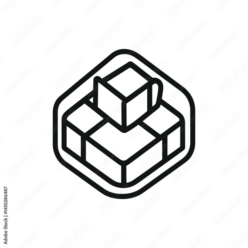 Sugar Cubes Container Icon. Geometric Design Element Isolated. Transparent Sugar Cubes Container Icon. Geometric Design Element Isolated. Transparent
