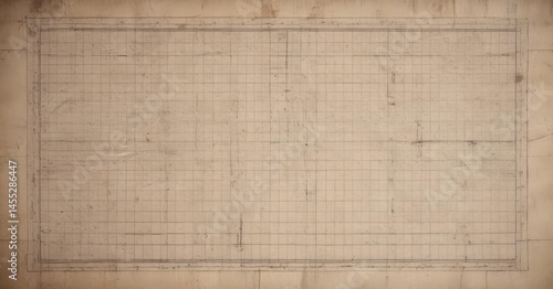 Architectural blueprint photo effect template, grid lines on aged paper , blue print background, design