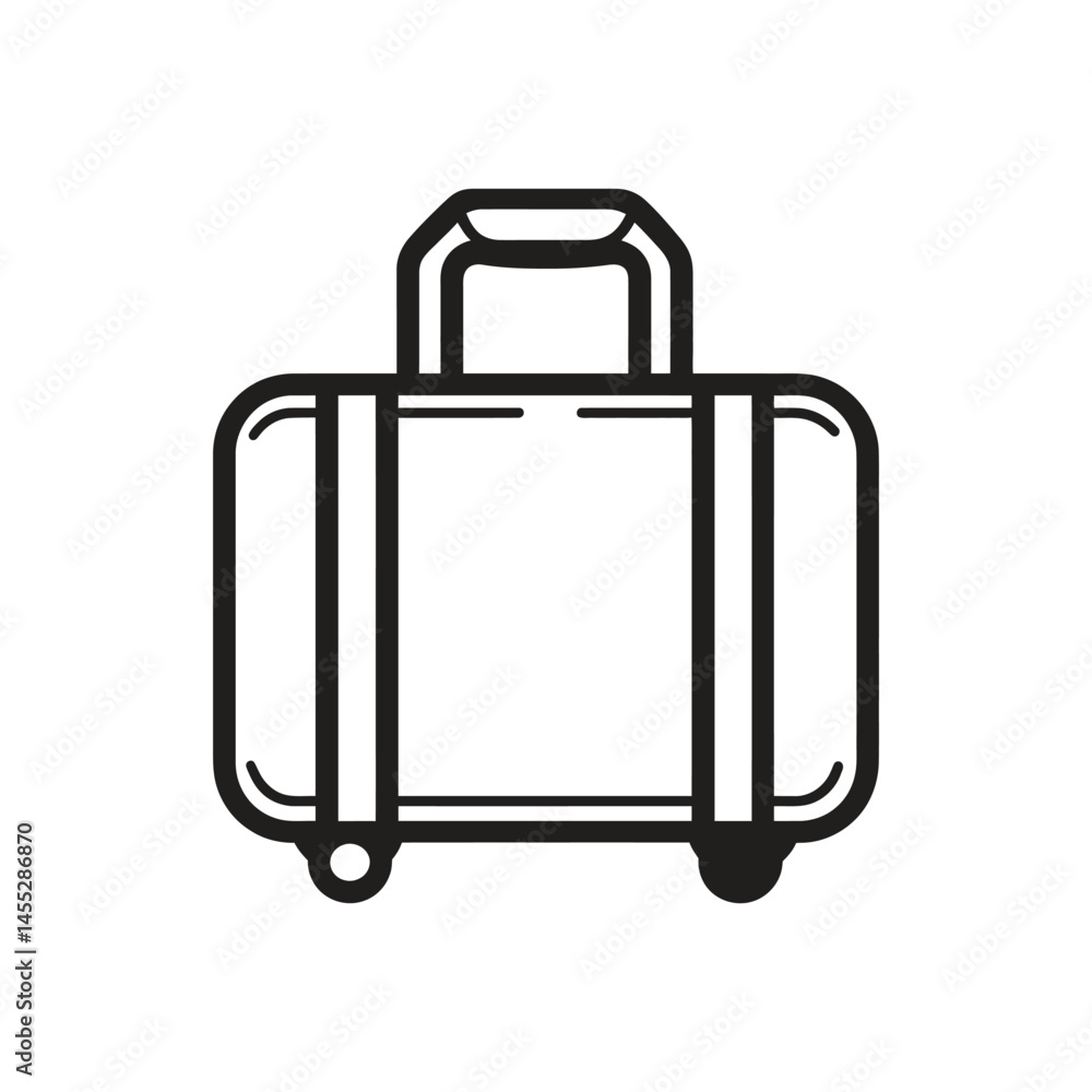 Suitcase Icon, CarryOn Luggage, Mobile Bag, Travel Bag Isolated Design