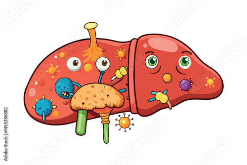 liver showing signs of damage from infections and diseases like fatty liver, fibrosis, and cirrhosis medical virus