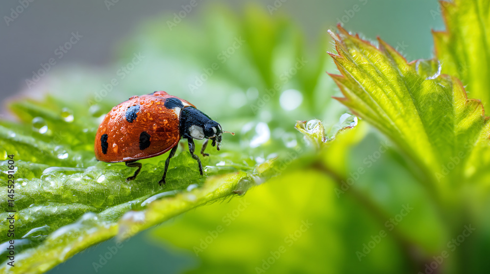 Ladybug on leaf macro photography nature insect wildlife animal beetle close up dew drops Ladybug on leaf macro photography nature insect wildlife animal beetle close up dew drops