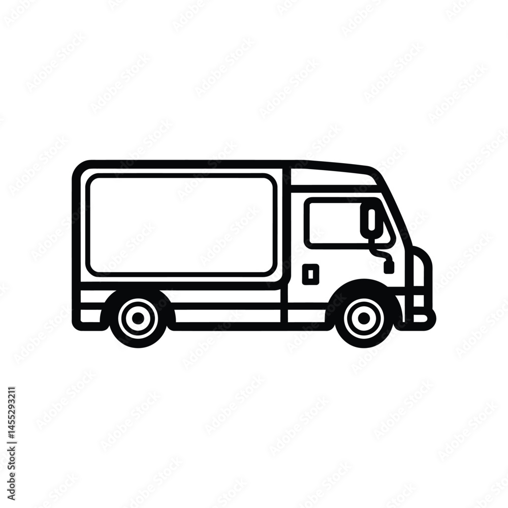 Van Side View Minimalist Outline, Vehicle with Transparent Background Design Van Side View Minimalist Outline, Vehicle with Transparent Background Design