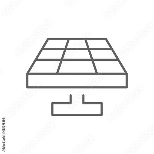 Solar panel icon. Simple outline style. Solar power, sun, renewable energy, cell, heat, light, battery, electric, technology concept. Thin line symbol. Vector illustration isolated. Editable stroke.
