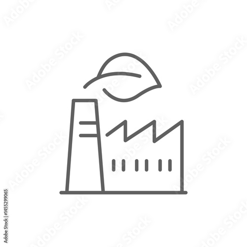 Green industry icon. Simple outline style. Green factory, eco friendly manufacturing and sustainable practices, environment concept. Thin line symbol. Vector illustration isolated. Editable stroke.