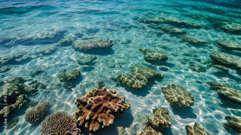 Fototapeta premium Dramatic desert landscape with towering sandstone buttes and undulating dunes beneath azure sky