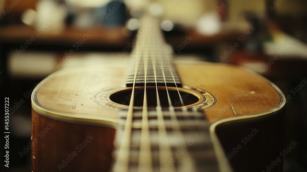 Fototapeta premium Acoustic Harmony: Capturing the Soulful Essence of a Timeless Musical Instrument