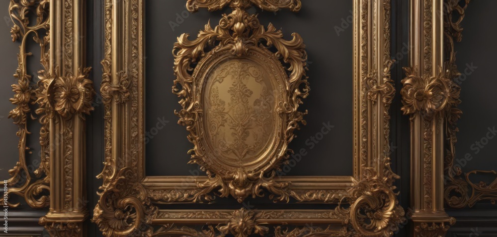 Intricate Victorian-style frames, ornate details, gold accents, swirl, filigree, classic Intricate Victorian-style frames, ornate details, gold accents, swirl, filigree, classic