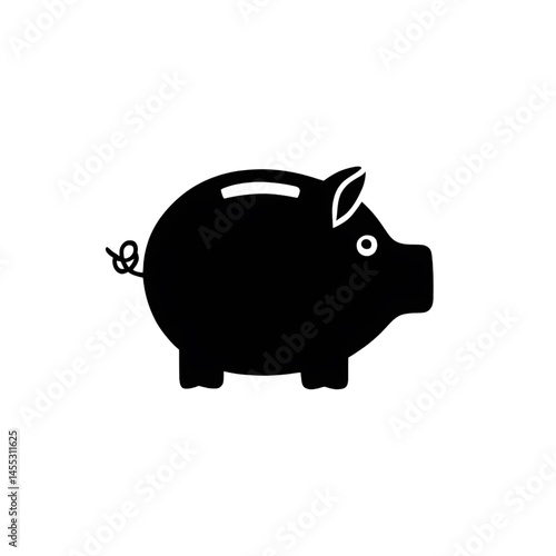 Silhouette of Piggy Bank Icon for Savings and Finance