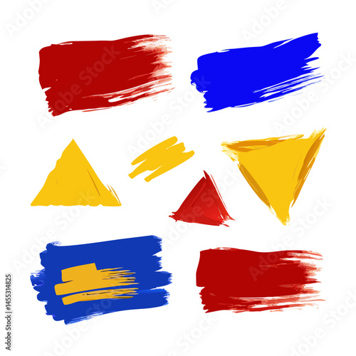 Abstract Artistic Paint Brush Stroke Elements On A Black Background Art Design