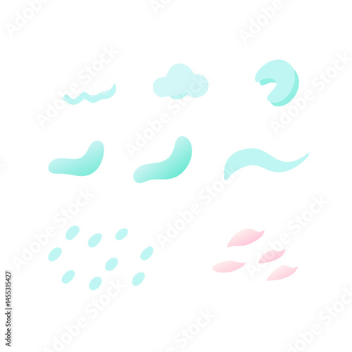 Cute Weather Effect Animation Elements Vector Set On Black Background