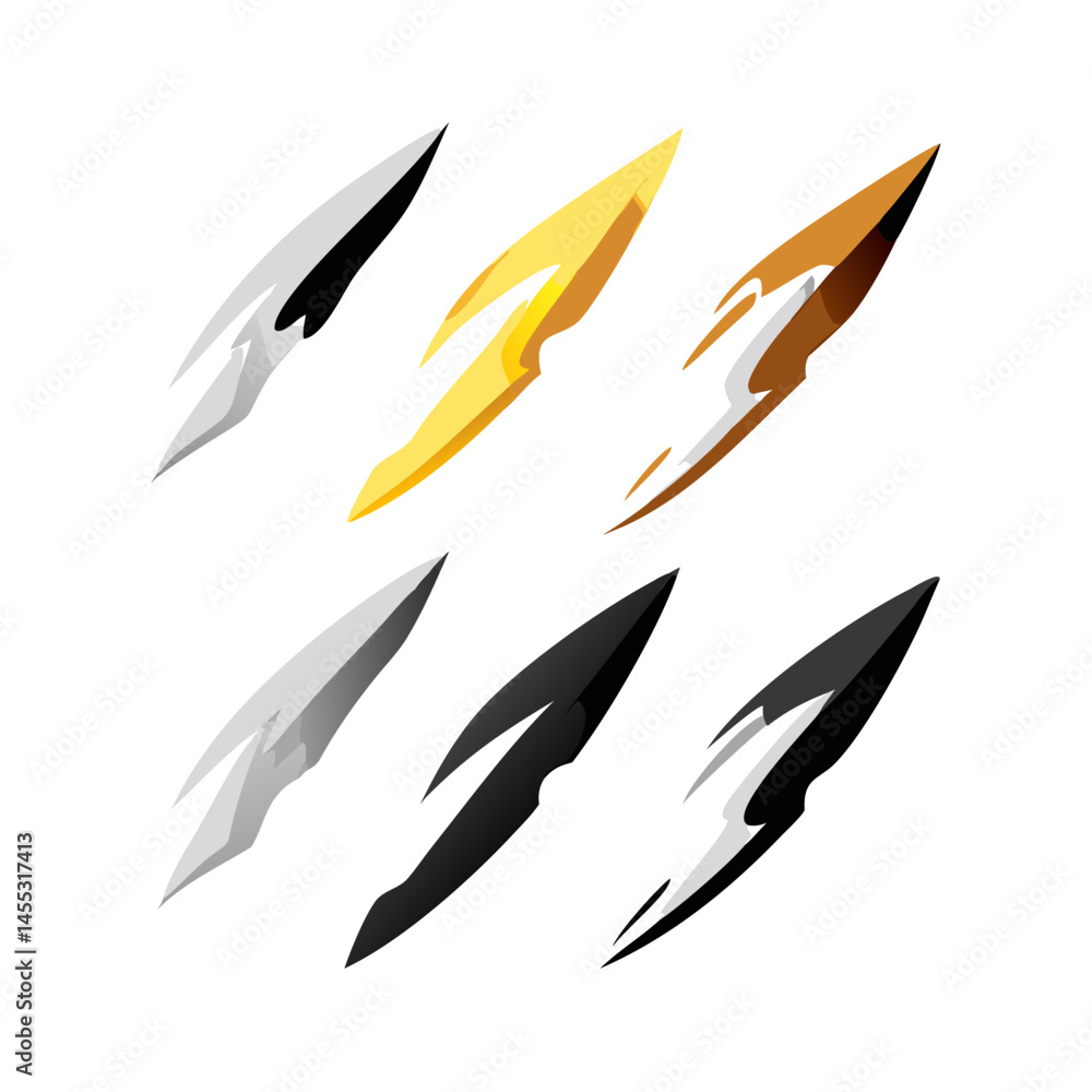 Fototapeta premium Abstract Colorful Metal Arrows On Black Background Decorative Elements Design Graphics