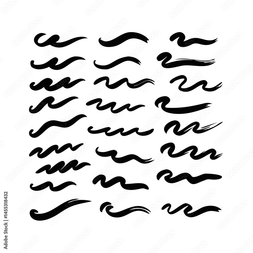 Abstract Black Background With White Wavy Lines Seamless Decorative Pattern Abstract Black Background With White Wavy Lines Seamless Decorative Pattern