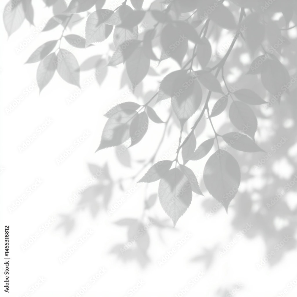 custom made wallpaper toronto digitalshadow overlay effect. Gray shadow of leaves isolated on white background. Plant foliage leaf shadow light effect. Mockup Blurred tree branch shadow. Ideal for summer spring design elements PNG 