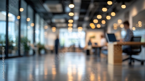 Wallpaper Mural Blurred vision of modern office space with individuals working at desks Torontodigital.ca