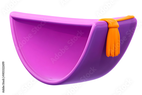 Abstract 3D Rendered Purple Shape with Orange Detail Isolated on Black Background