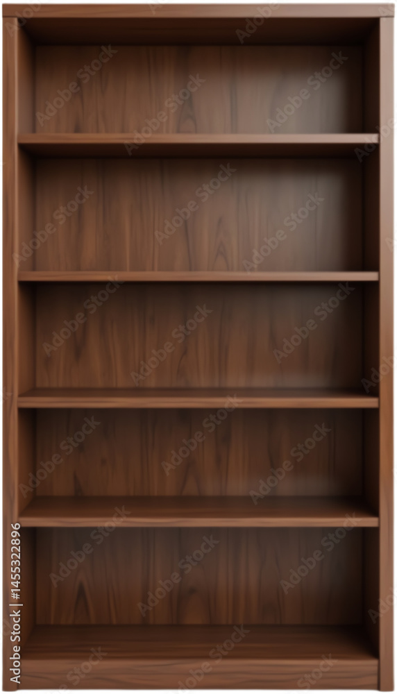 Elegant wooden bookshelf with empty shelves. Elegant wooden bookshelf with empty shelves.