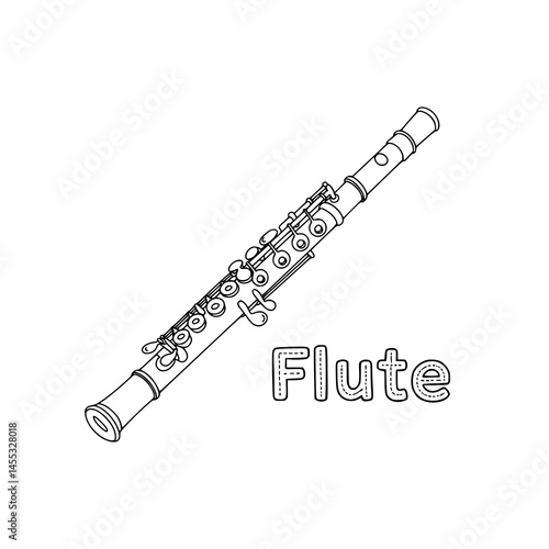 Music instrument drawing illustration. Coloring page. Black and white.