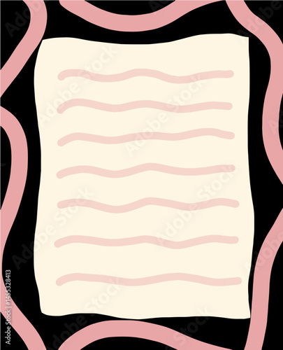 Colorful Ribbons Frame Lined Paper Note