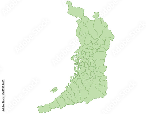 大阪府　地図　黄緑　イラスト