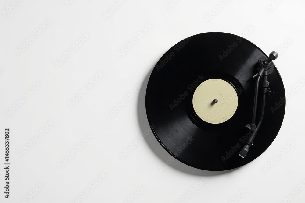 Obraz premium Turntable with vinyl record on white background, surface, black