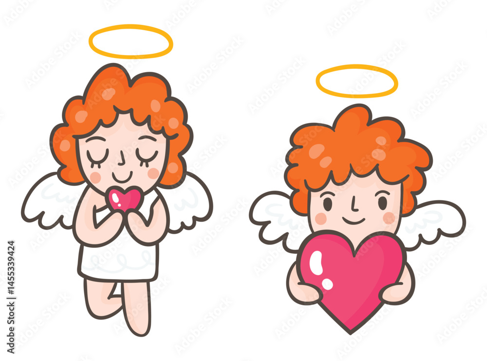 Obraz premium Set Hand drawn cupid character 