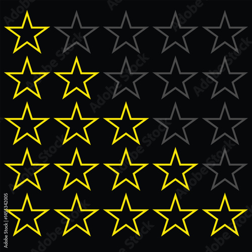 Rating star icon set, feedback icons. rating and feedback icons in white background. Star, rating star, icons, symbols, vector. Ideal for apps, websites, products, and services showcasing rankings. 
