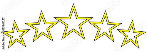 A minimalistic five-star rating outline icon, commonly used for reviews, feedback, and evaluation in digital platforms and rating systems. Ideal for apps, websites, products, and services showcasing. 