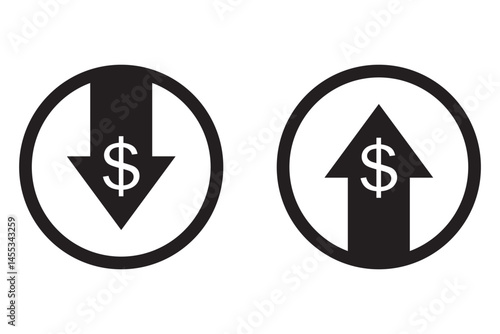 Cost Reduction Icon, Manufacturing cost reduction vector icon set eps 10
