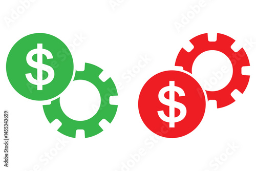 Cost Reduction Icon, Manufacturing cost reduction vector icon set eps 10