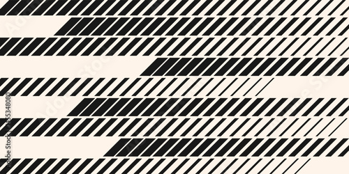 Abstract geometric seamless pattern with vertical fading lines, tracks, halftone stripes. Extreme sport style illustration, urban art. Trendy black and white graphic background texture.