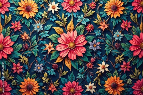 Intricate floral design, repeating seamlessly , wallpaper, texture, decor
