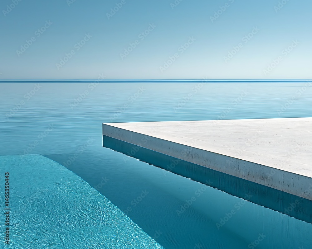 Obraz premium Minimalist Pool Deck over Azure Water
