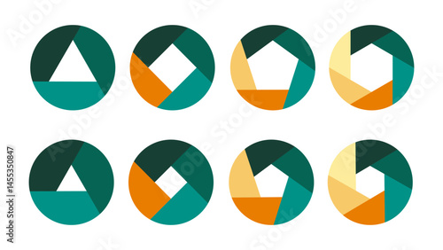 Colorful circle segmentation. Diagram infographics set. 3, 4, 5, and 6 parts. Template for diagram graph presentation and chart