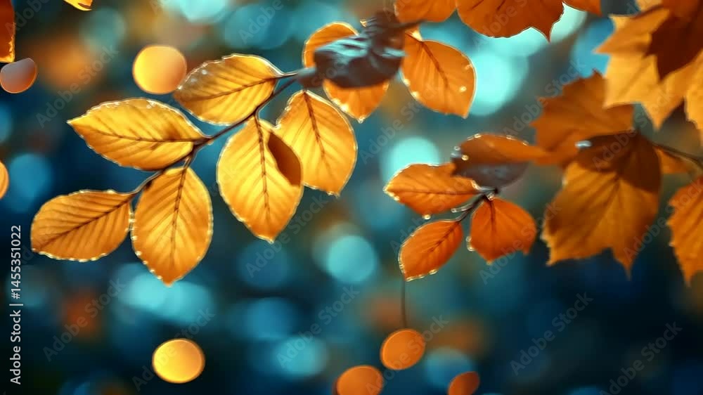 Autumn leaves bathed in golden sunlight, bokeh background Autumn leaves bathed in golden sunlight, bokeh background