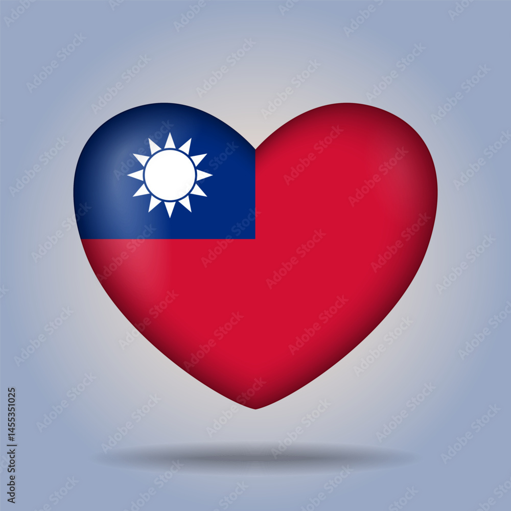 Taiwan flag heart button Isolated on color gradient background. Exclusive Icon flag Taiwan flag heart button Isolated on color gradient background. Exclusive Icon flag
