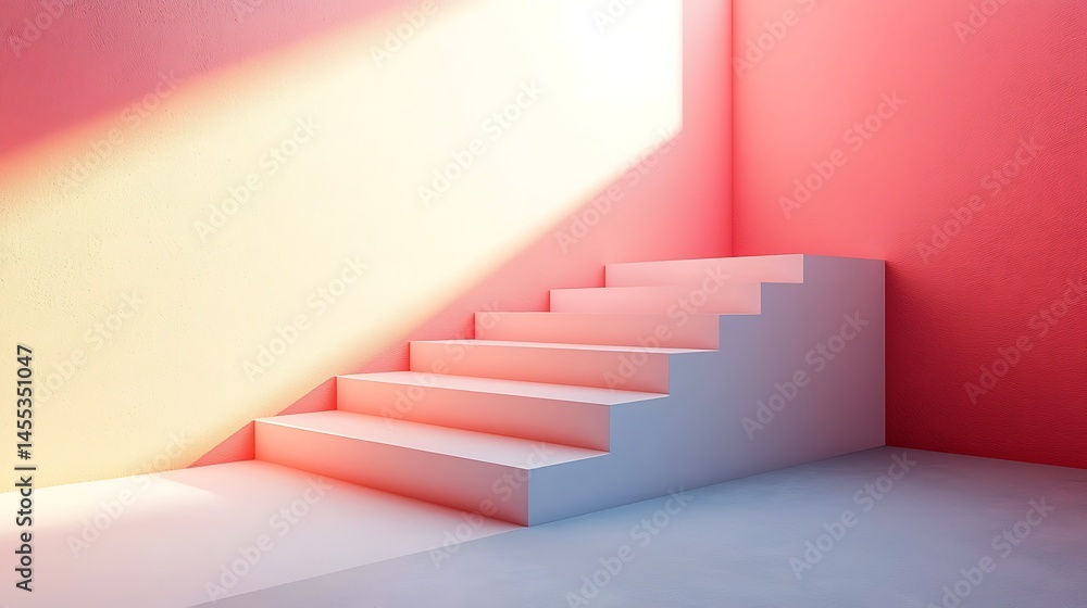 Minimalist stairs in a sunlit room Minimalist stairs in a sunlit room