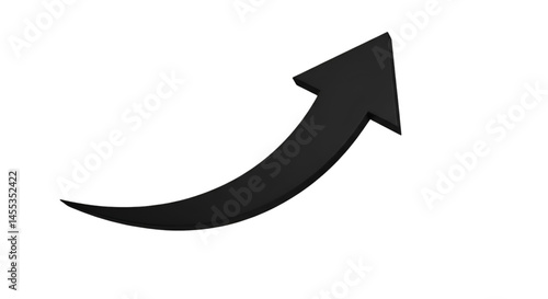 Black arrow curving upward against black